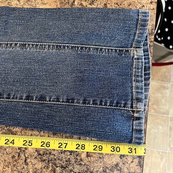 Jill Stuart Blue Denim Bootcut Jeans Exposed Seams Size 8 - Picture 9 of 9